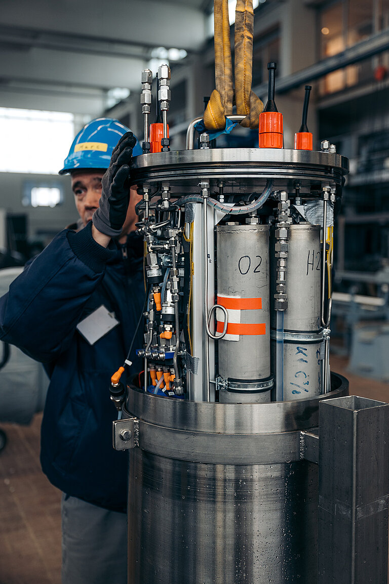 Blick in das Innere der Brennstoffzelle. Foto: Finn K. Flögel.