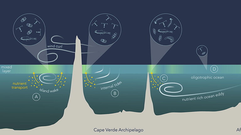 Diagram showing the Cape Verde archipelago under and above water