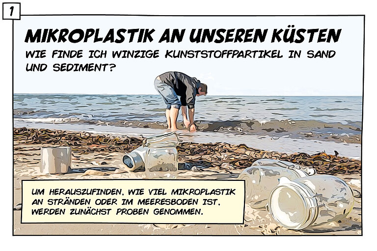 Comic: Analyse von Mikroplastik im Sediment