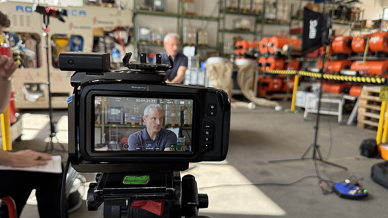 Foto von der Filmkamera des Drehteams