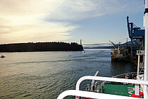 Ausblick bei Sonnenuntergang vom Forschungsschiff SONNE.