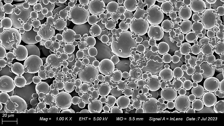 Rasterelektronenmikroskopie einer porösen Transportschicht aus Titan