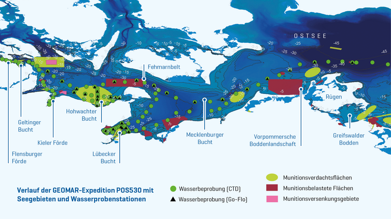 Karte mit dem Verlauf der Expedition POS530