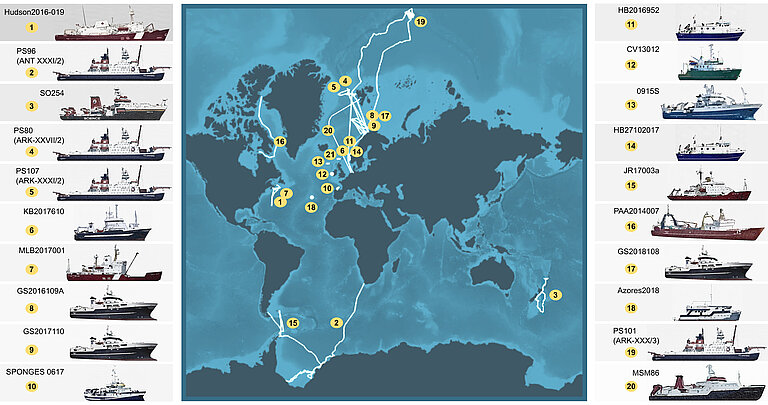 21 Expeditionen zu Schwammgründen