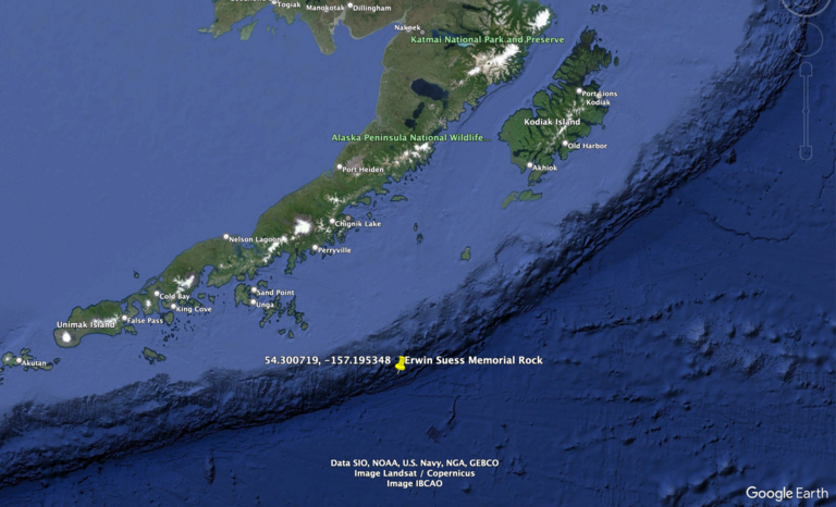 Ein Ausschnitt einer Karte auf dem die Koordinaten des Gedenksteins verzeichnet sind. 