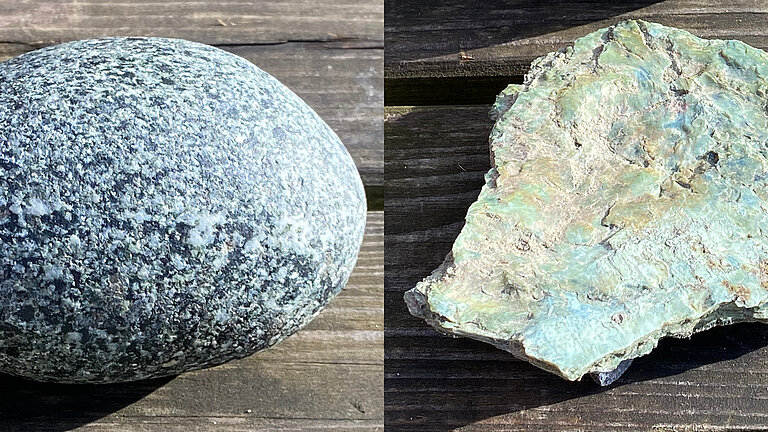 Gesteinsarten Gabbro und Serpentinit