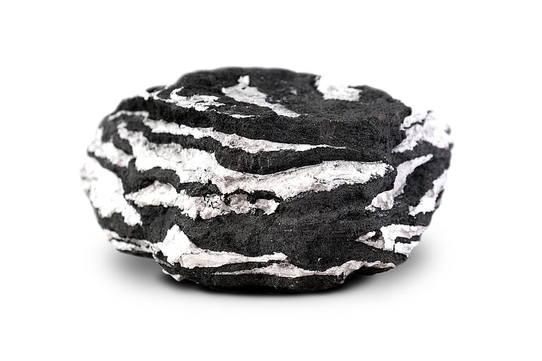 Sedimentbrocken mit Methanhydrat (Modell). 