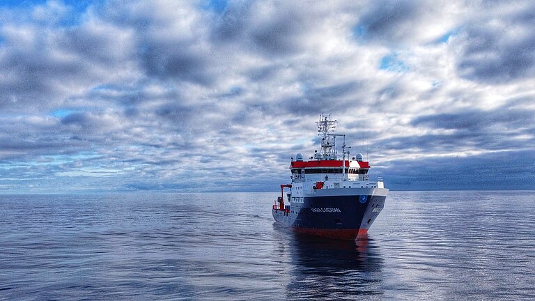 A research vessel at sea