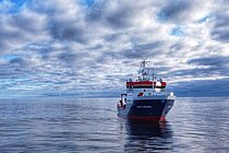 A research vessel at sea