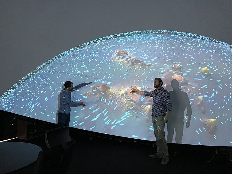 Projektion von Strömungsdaten in der ARENA2 des GEOMAR.