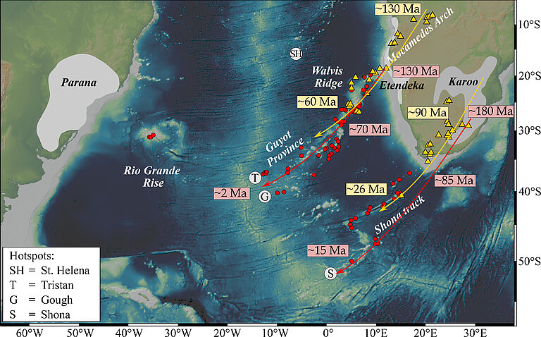 Eine Karte des Einsatzgebites vor Südwestafrika. Erstellt mit GeoMapApp.