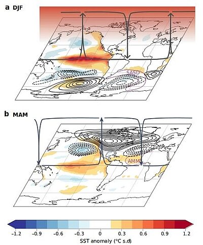  El Niño–Southern Oscillation teleconnection mechanism affecting the tropical and South Atlantic