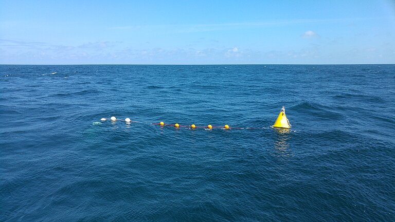 Eine Boje und Schwimmer im Ozean