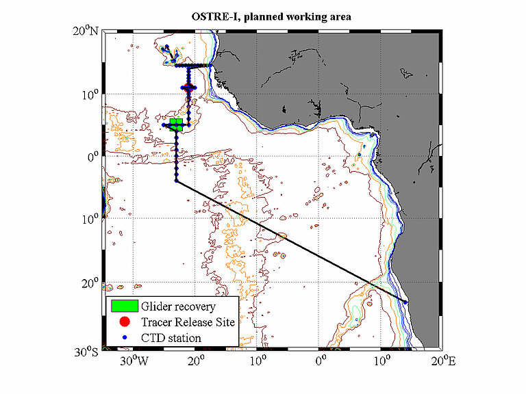 Das geplante Arbeitsgebiet der Expedition MSM23. Karte: GEOMAR
