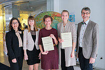 Gruppenbild Von links nach rechts: GEOMAR-Direktorin Professorin Dr. Katja Matthes, Pianistin und Preisträgerin "Jugend Musiziert Regionalwettbewerb Sophie Carolina Abend, Dr. Cora Hörstmann, Anna Christina Hans und GEOMAR-Professor Dr. Arne Körtzinger 