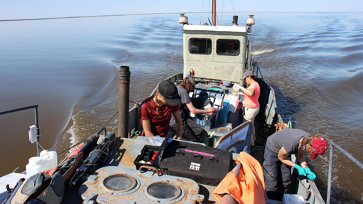 Scientists on an boat trip
