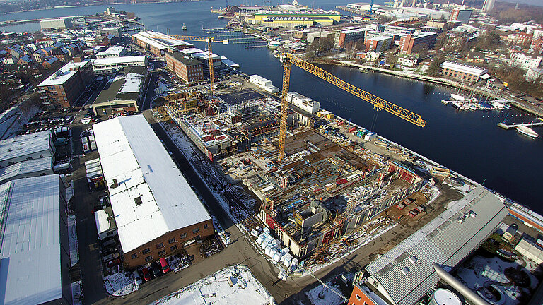 Die Baustelle des Erweiterungsneubaus (ENB) im ­Februar 2018.