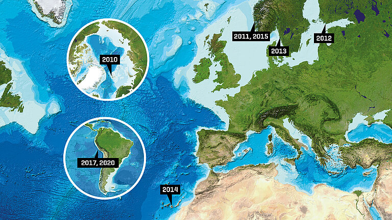 Karte mit  KOSMOS Einsatzgebieten