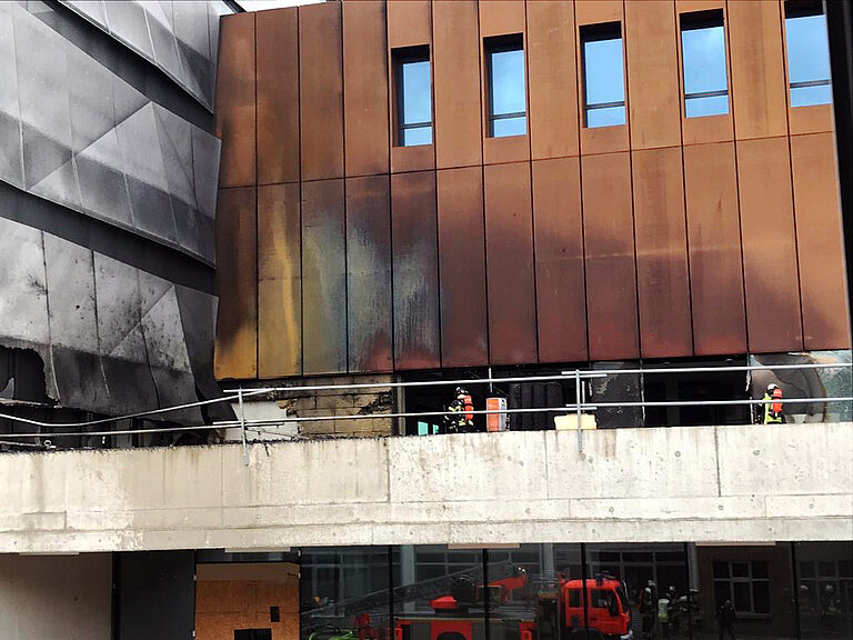 Schaden an der Fassade vom GEOMAR-Neubau