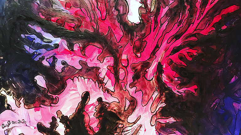 Gorgonie, eine Korallen­art im Halbdunkel des Meeres. Artist: Angela Stevenson / GEOMAR