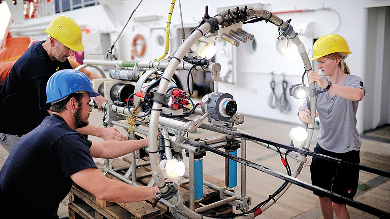 Während der Expediton MSM49 wird das Videosystem PELAGIOS für einen Einsatz vorbereitet. 