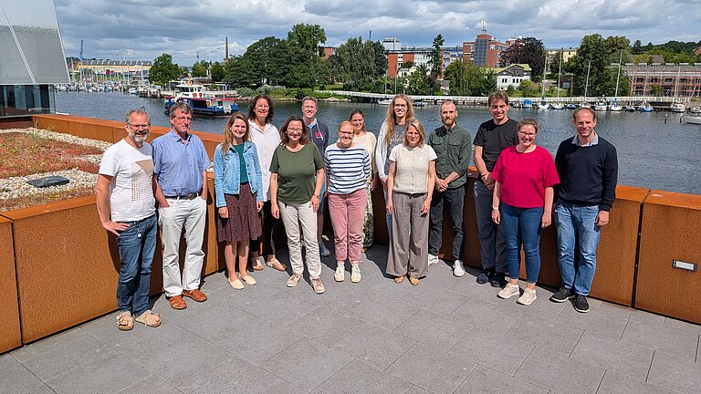 A group of people on the roof top terrace