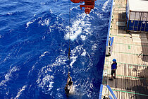 On their expedition with research vessel METEOR, scientists collected lava samples from the bottom of the Mediterranean Sea.